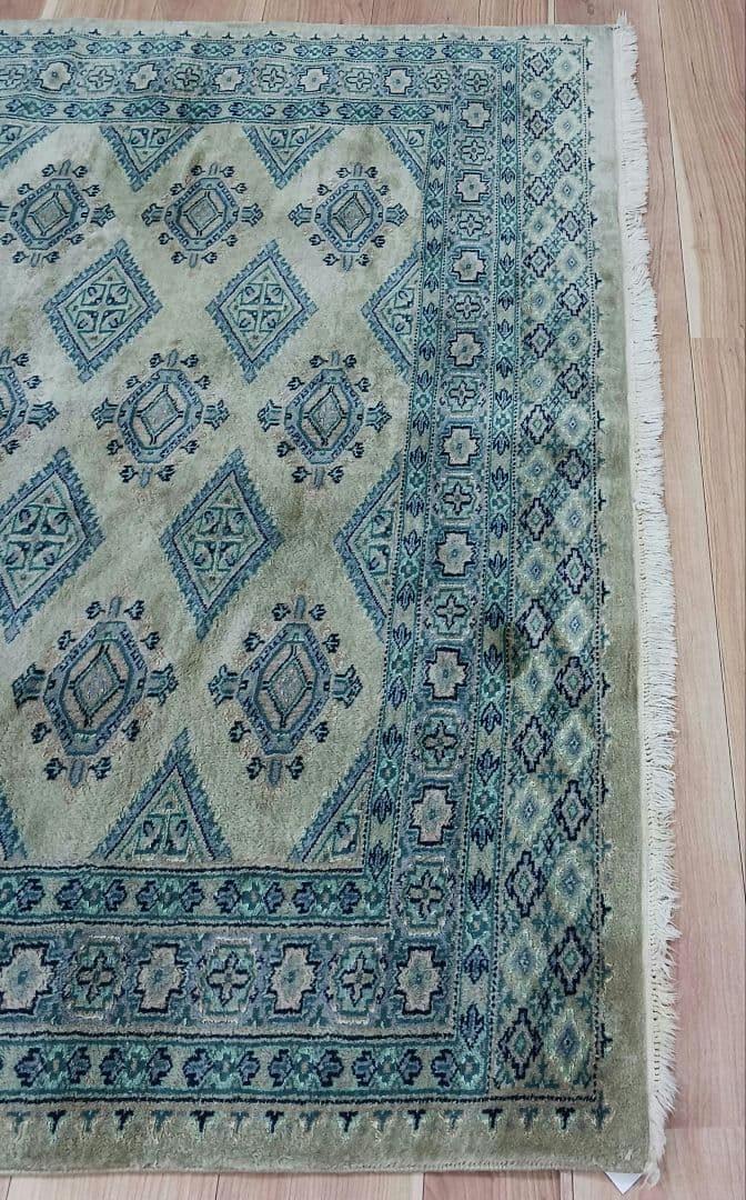 Y2741 パキスタン絨毯 ウール 手織り 大判150×242㎝ トライバルラグ