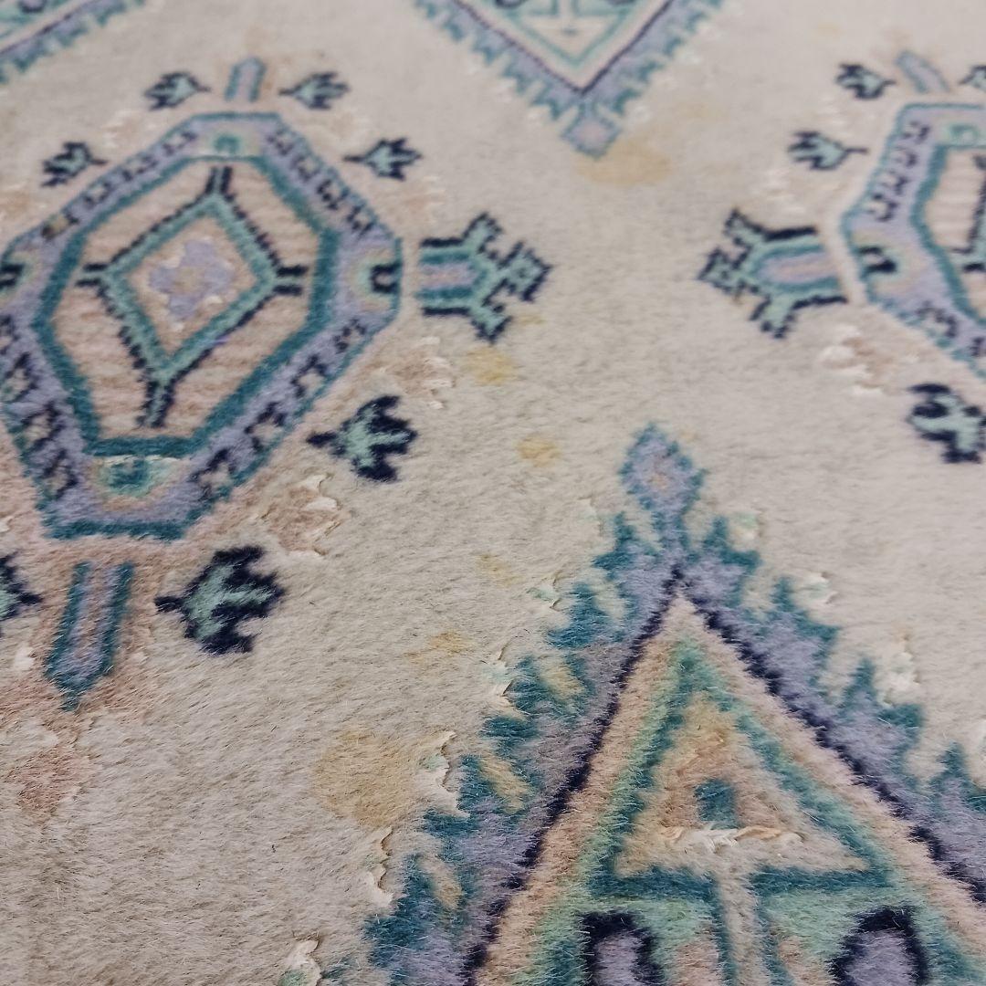 Y2741 パキスタン絨毯 ウール 手織り 大判150×242㎝ トライバルラグ