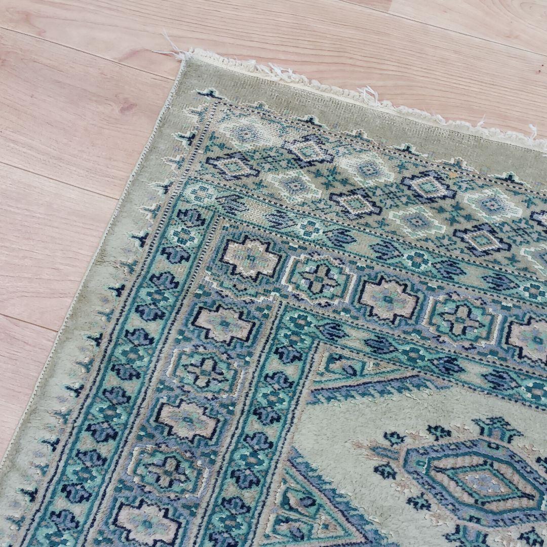 Y2741 パキスタン絨毯 ウール 手織り 大判150×242㎝ トライバルラグ