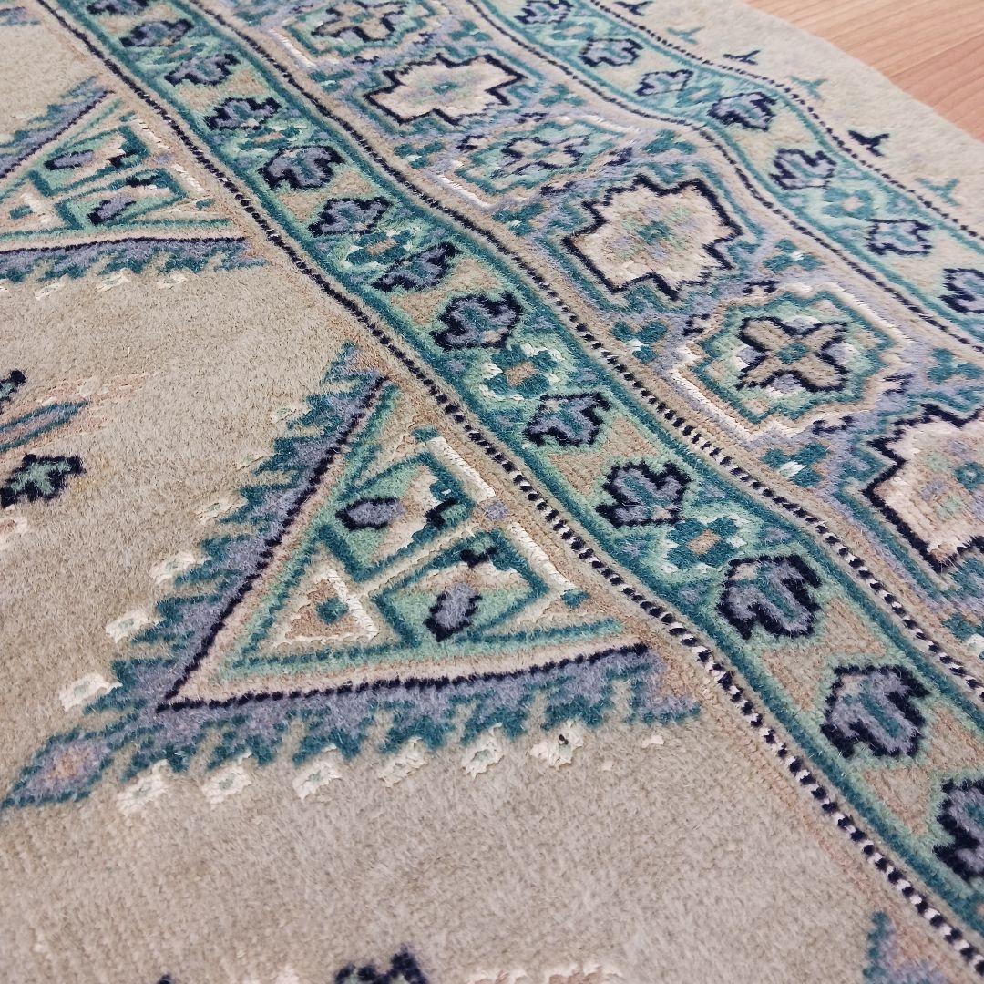 Y2741 パキスタン絨毯 ウール 手織り 大判150×242㎝ トライバルラグ