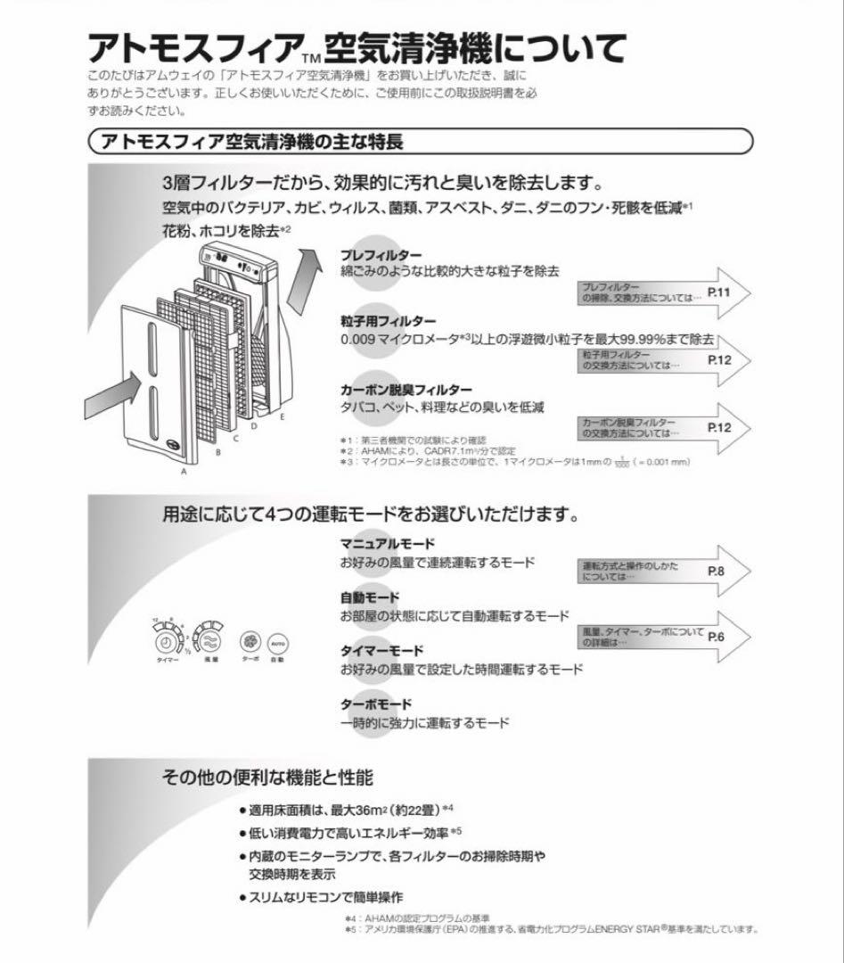 アムウェイ アトモスフィア 空気清浄機 2013年製 新品フィルター付き