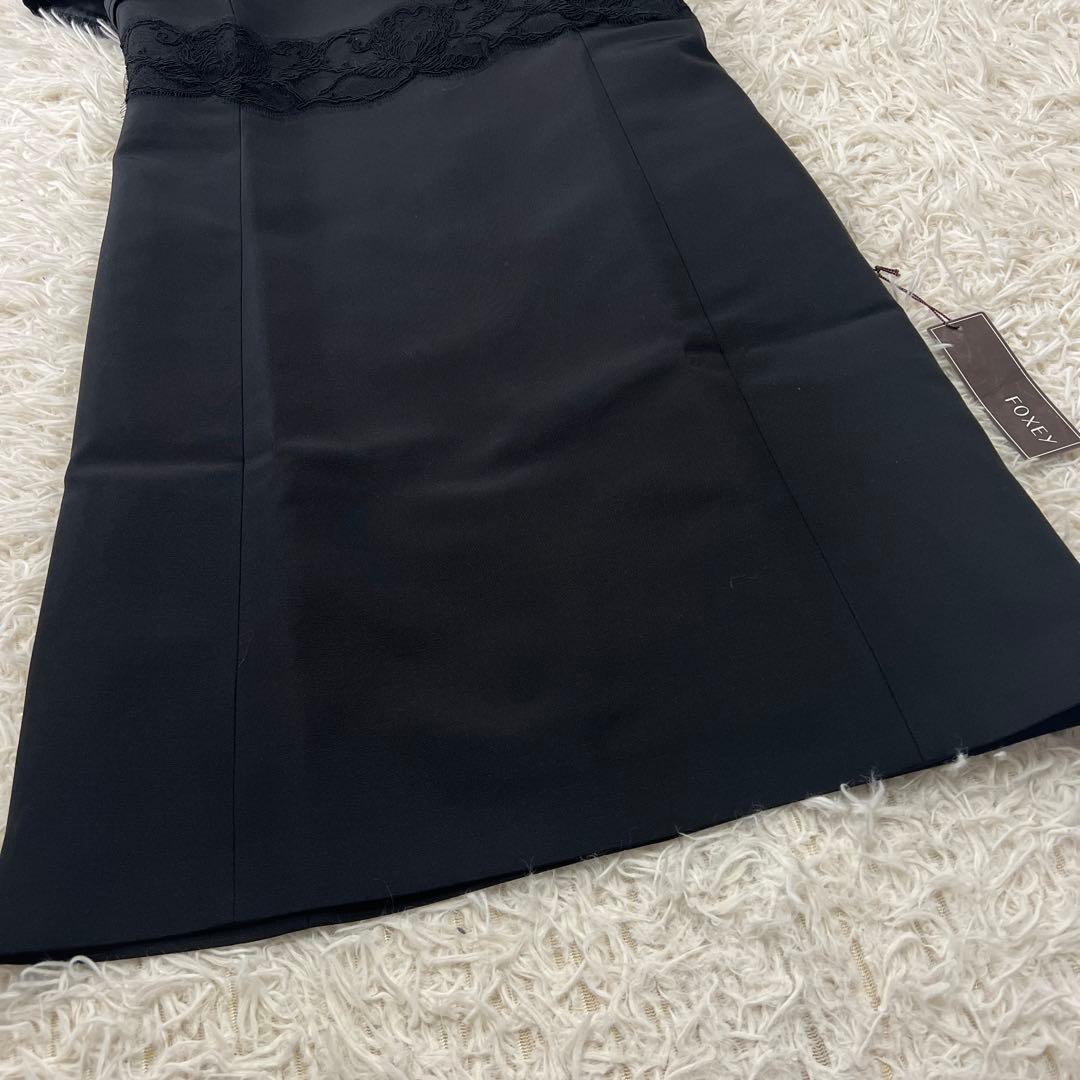 新品 フォクシー FOXY ワンピース レース 半袖 フォーマル ブラック