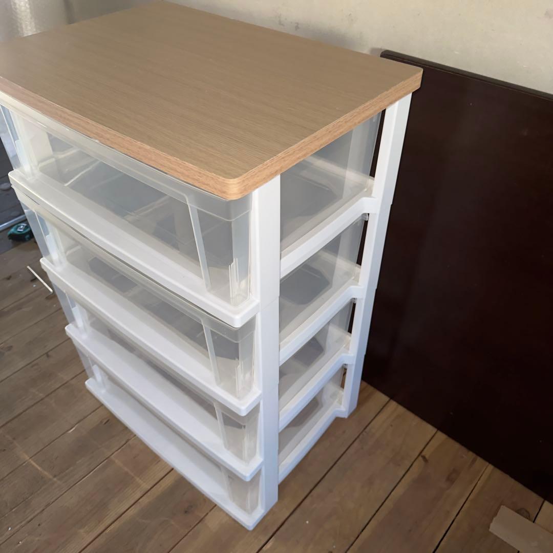 【1034】ホワイト木製クローゼット、プラケース