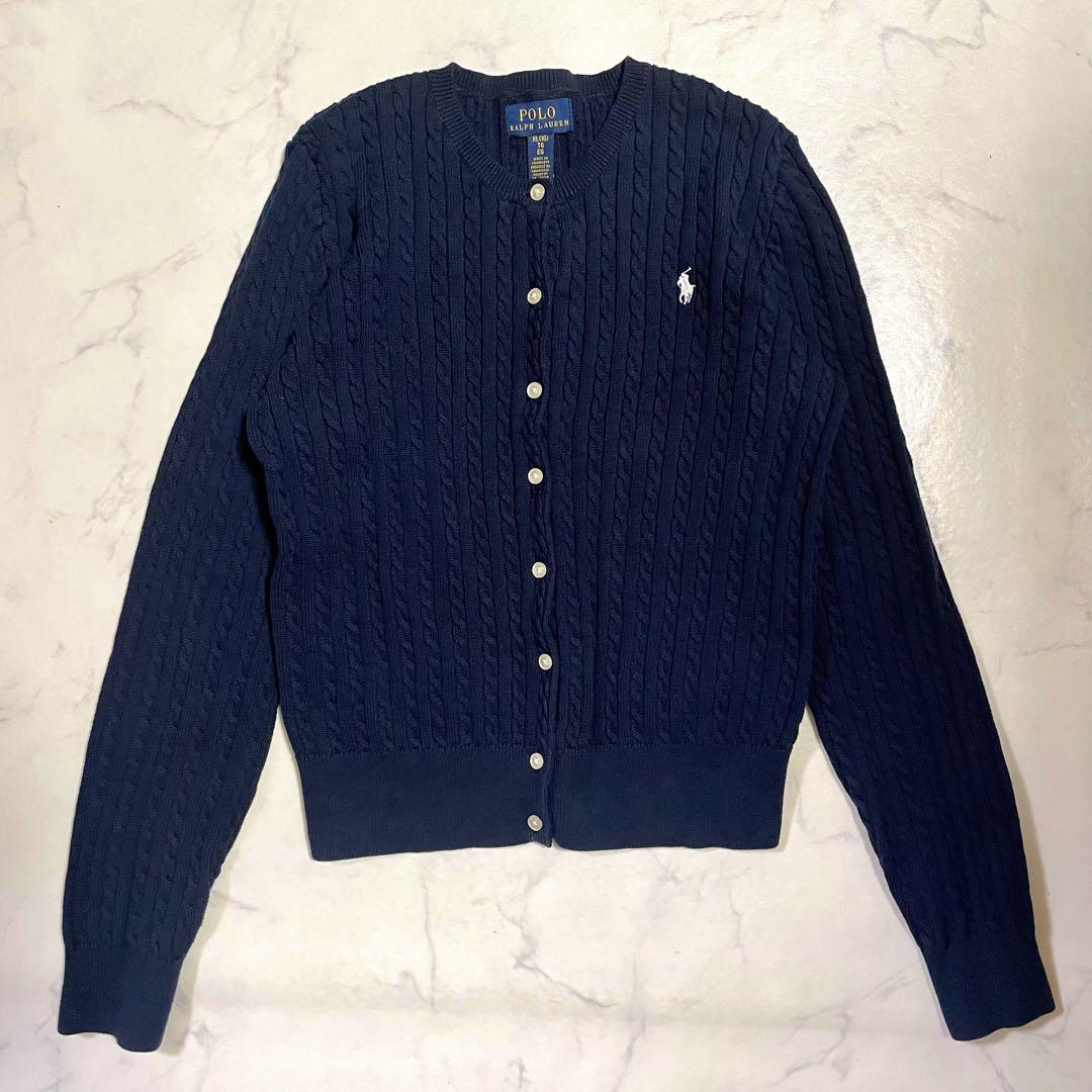 ポロラルフローレン ミニケーブルニット カーディガン ネイビー ポロマーク160