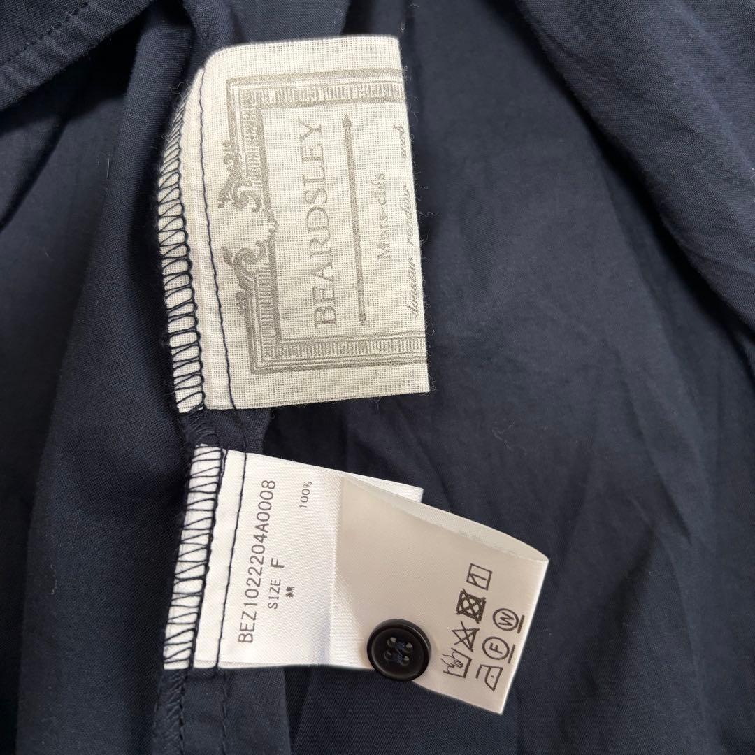 美品 ビアズリー ギャザーチュニック ブラウス ネイビー 2way