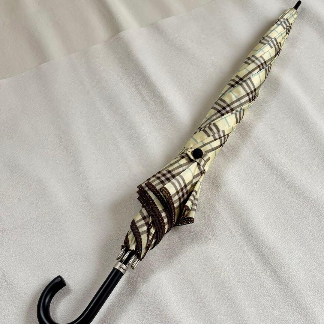 【美品】【バーバリー】Burberry チェック 手開き 雨傘 長傘 レディース