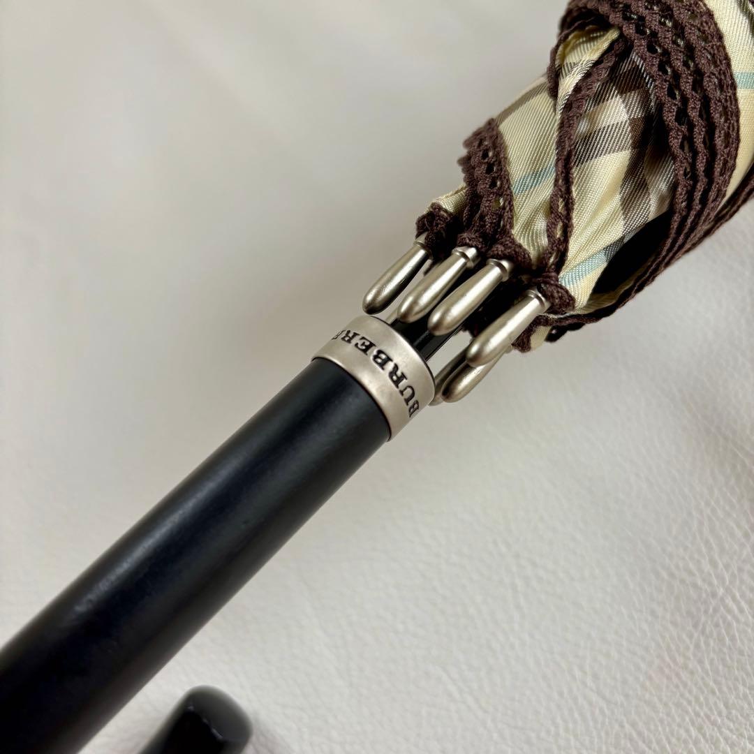 【美品】【バーバリー】Burberry チェック 手開き 雨傘 長傘 レディース