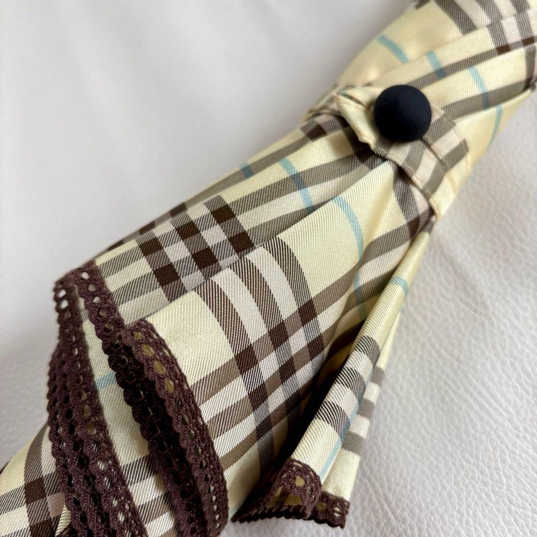 【美品】【バーバリー】Burberry チェック 手開き 雨傘 長傘 レディース