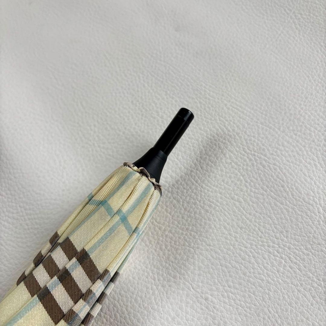 【美品】【バーバリー】Burberry チェック 手開き 雨傘 長傘 レディース