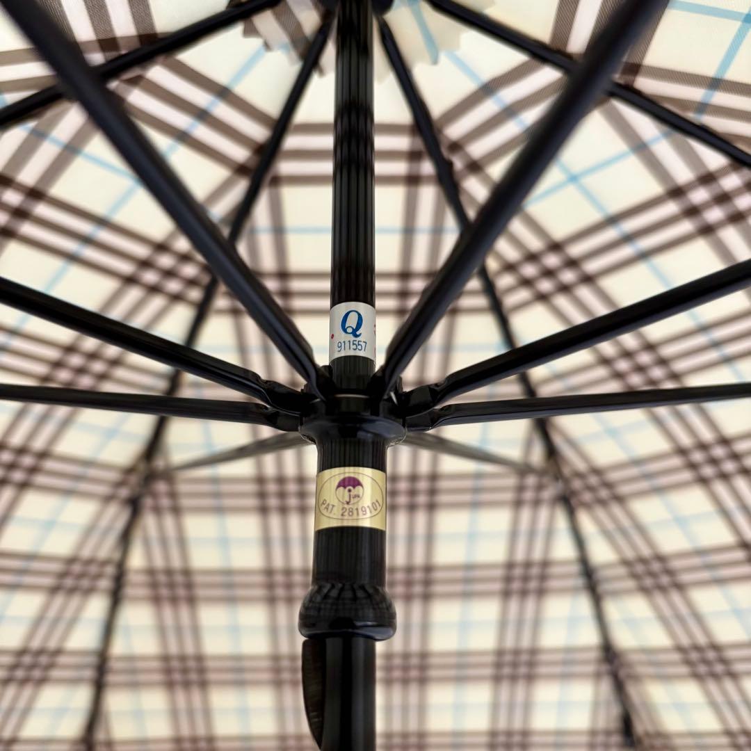【美品】【バーバリー】Burberry チェック 手開き 雨傘 長傘 レディース