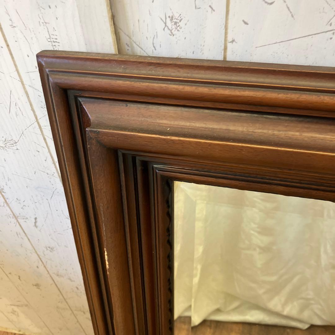 アンティーク 木製 ウッドフレーム 壁掛けミラー ウォールミラー 姿見 鏡
