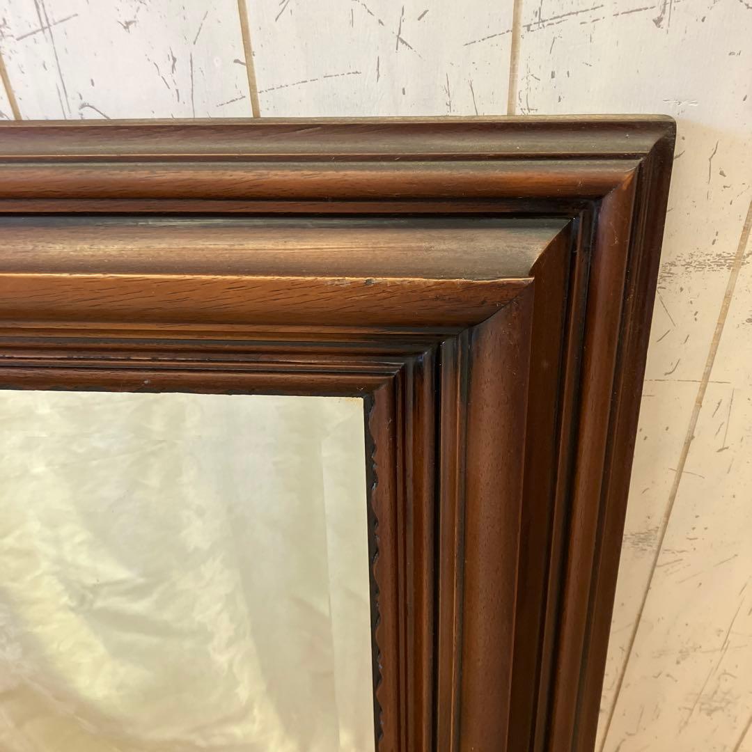 アンティーク 木製 ウッドフレーム 壁掛けミラー ウォールミラー 姿見 鏡
