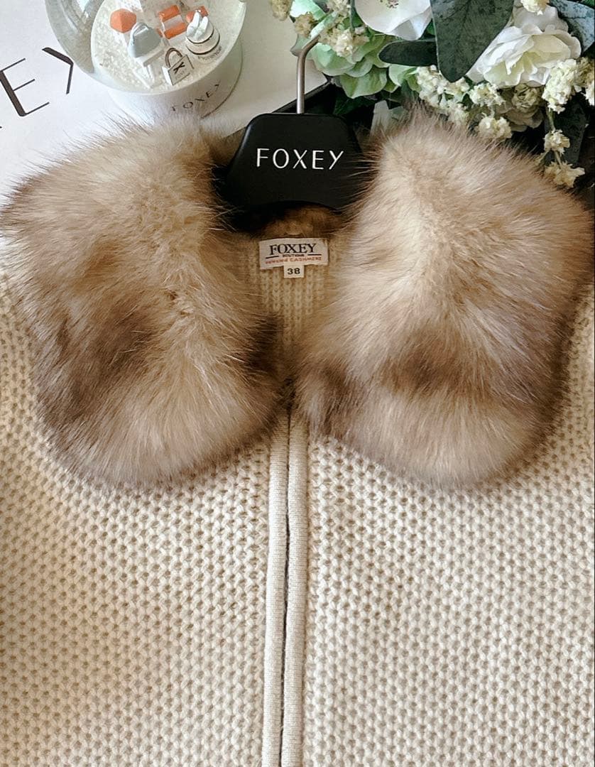 極美品！FOXEY ロシアゼーブル襟カシミアジャケット 38 Rene