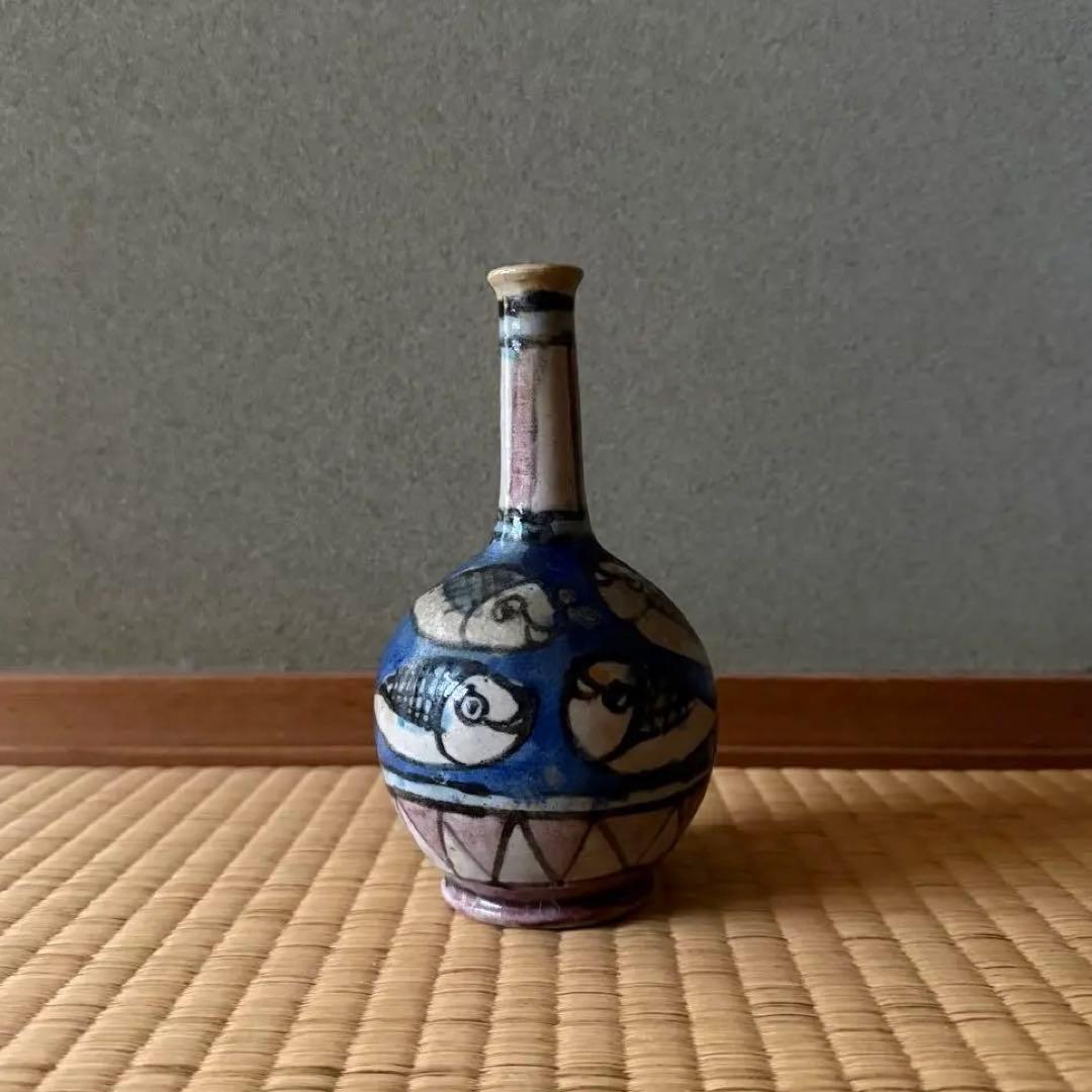 マジョリカ焼 マヨリカ焼 色絵魚文瓶 18世紀 古美術 骨董 デルフト 江戸時代