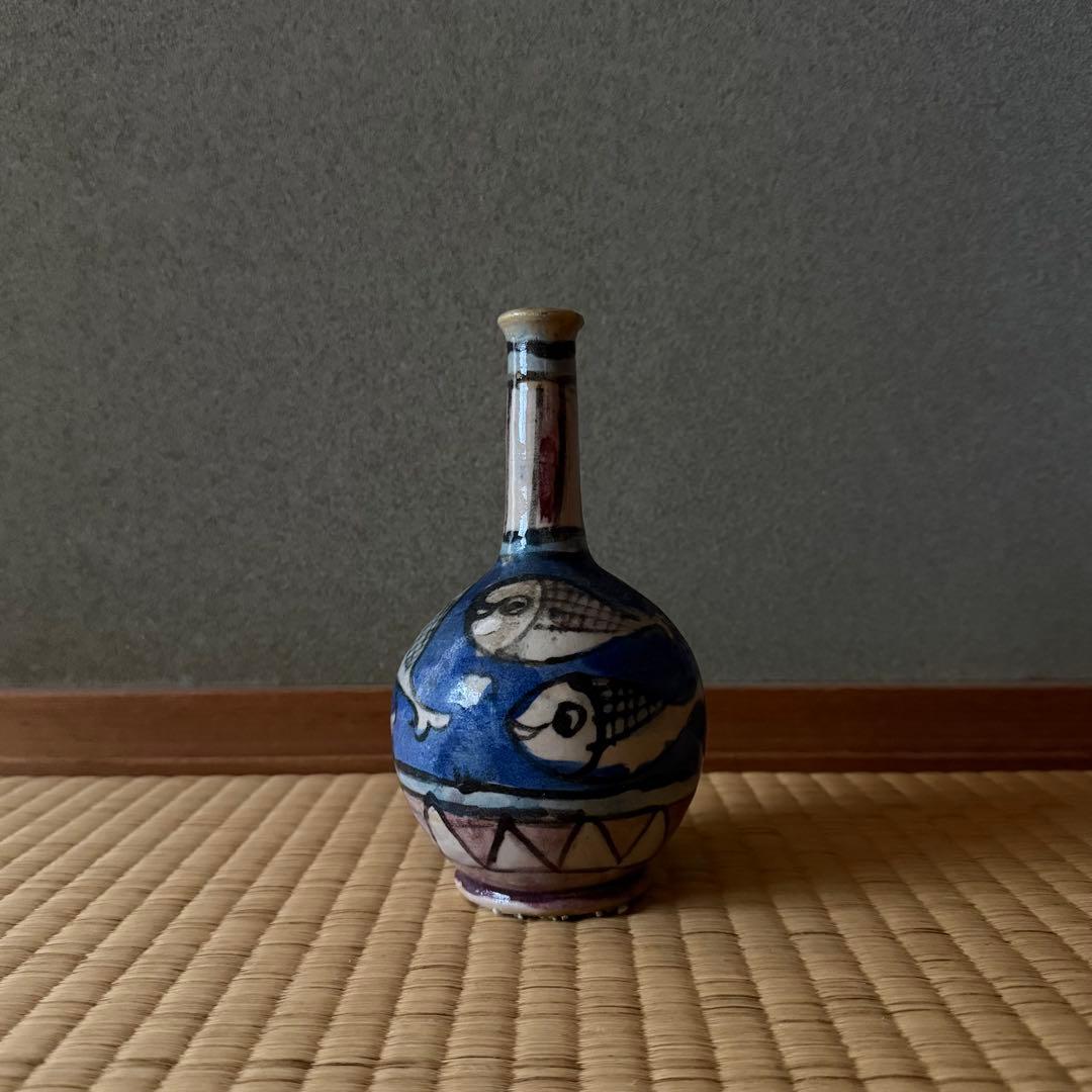 マジョリカ焼 マヨリカ焼 色絵魚文瓶 18世紀 古美術 骨董 デルフト 江戸時代