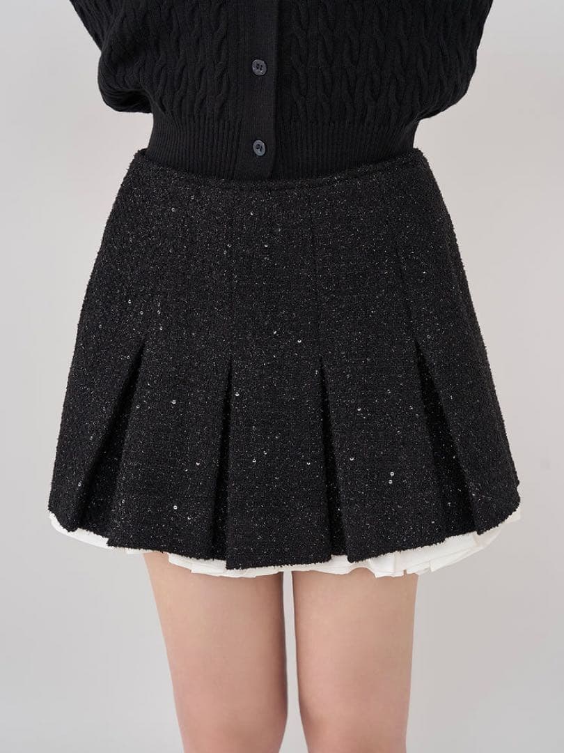 Darich スパンコールツイードミニスカート BLK M