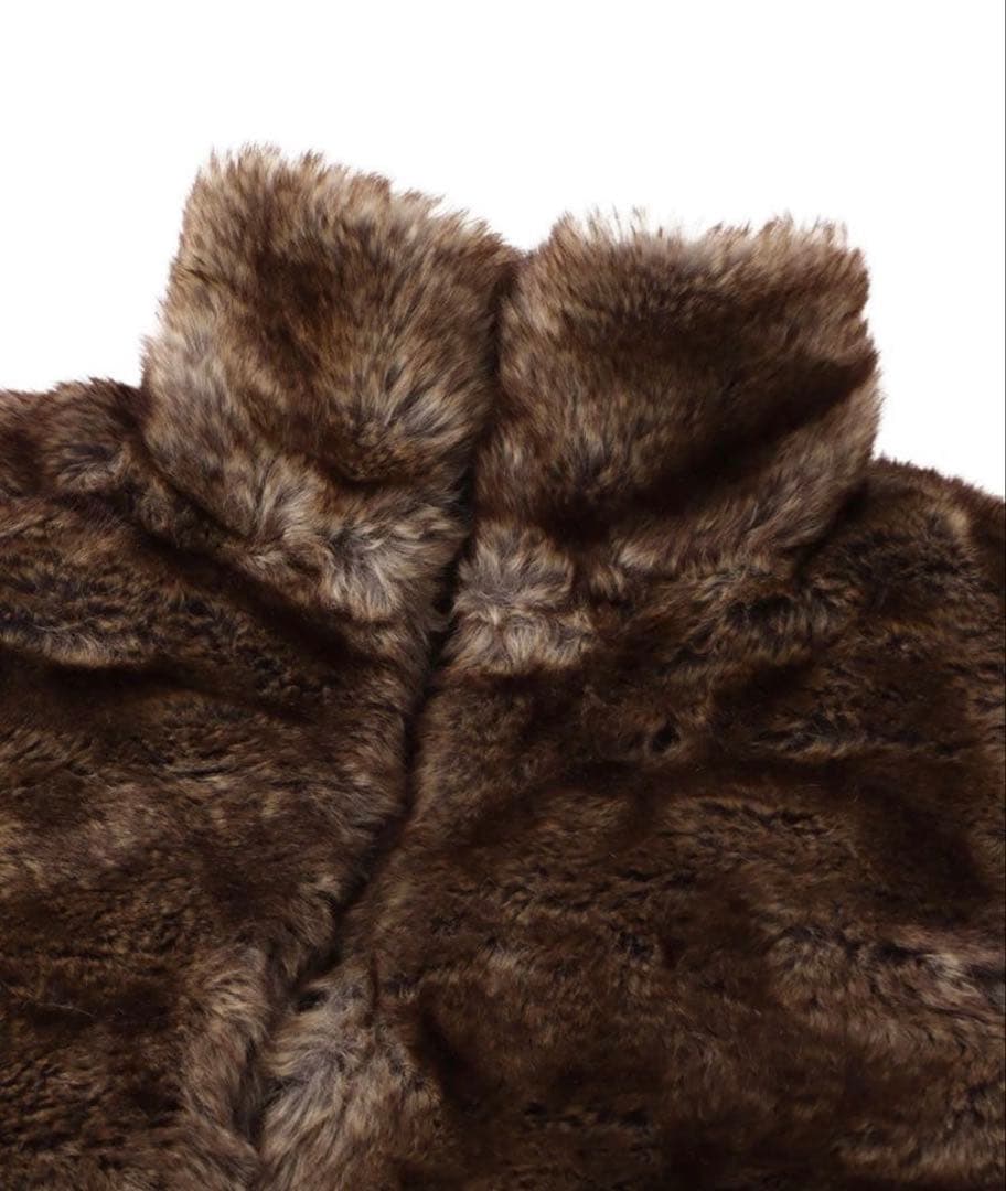 ジャケット・アウター ACLENT 2way stand collar fur vest BLACK