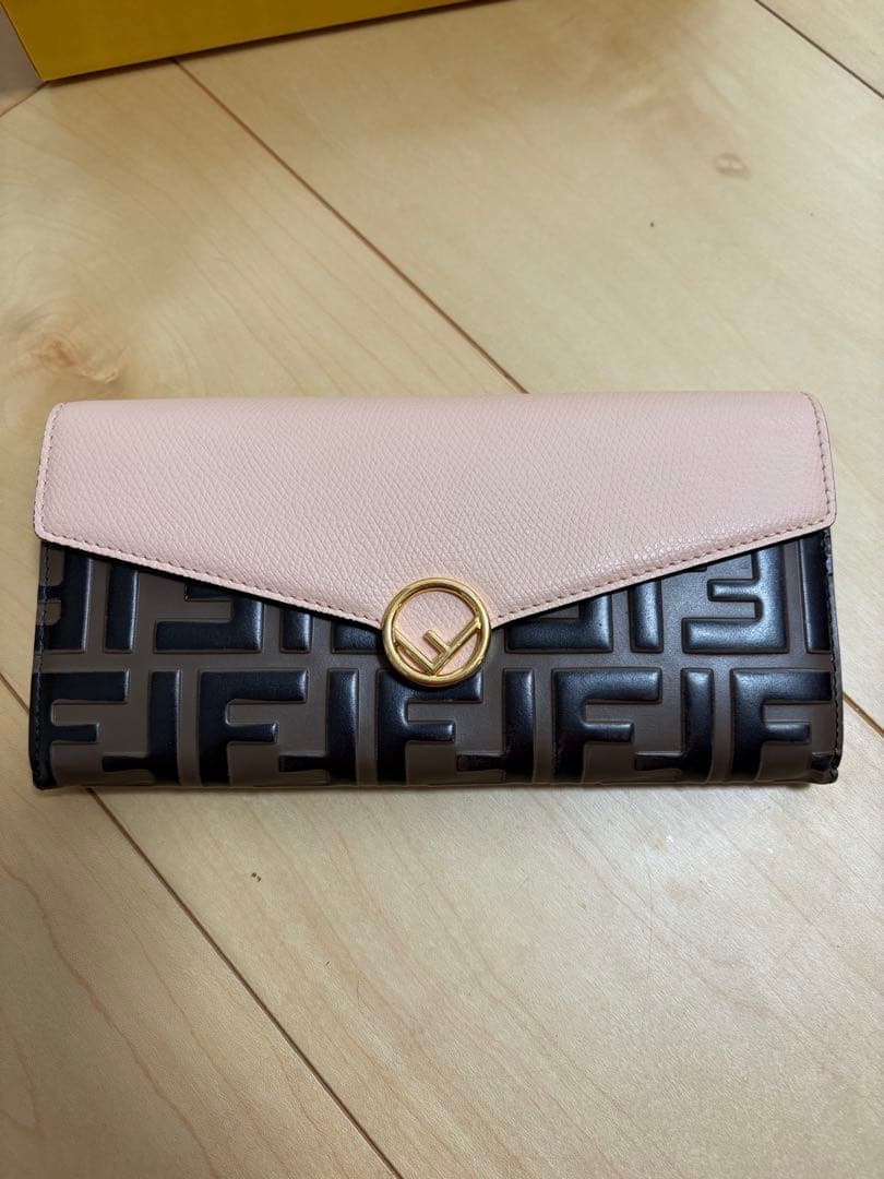 FENDI 長財布 ピンク ブラウン FFロゴ