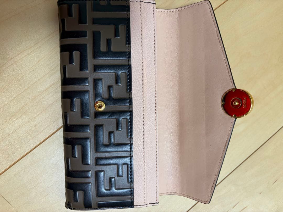 FENDI 長財布 ピンク ブラウン FFロゴ