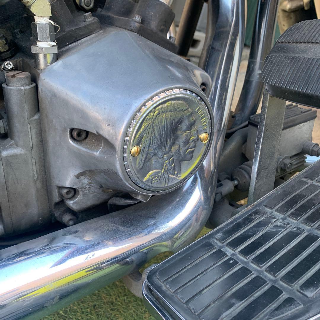 ハーレーアルミ砂型 ポイントカバービンテージタイプ真鍮ネジ