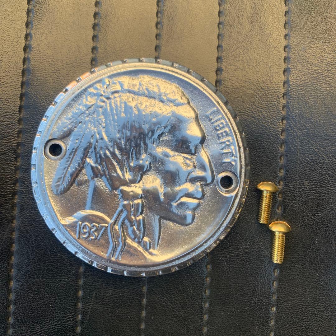 ハーレーアルミ砂型 ポイントカバービンテージタイプ真鍮ネジ