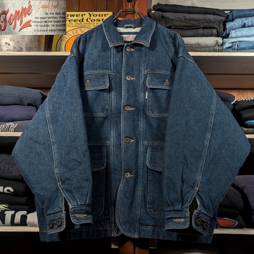 70s　ユーロヴィンテージ　デニムカバーオール　SCOVIL　マルチポケット　紺