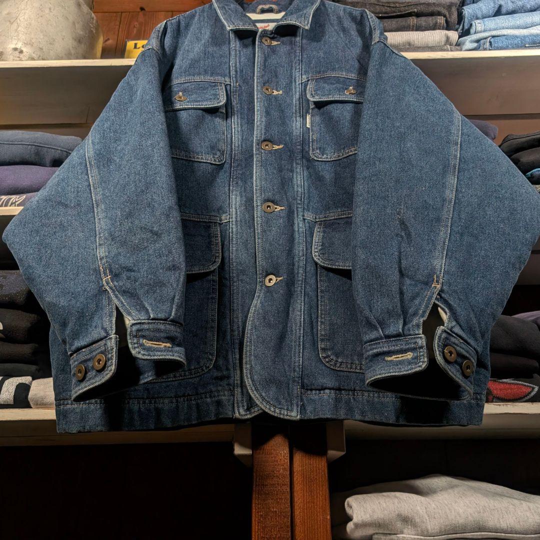 70s　ユーロヴィンテージ　デニムカバーオール　SCOVIL　マルチポケット　紺