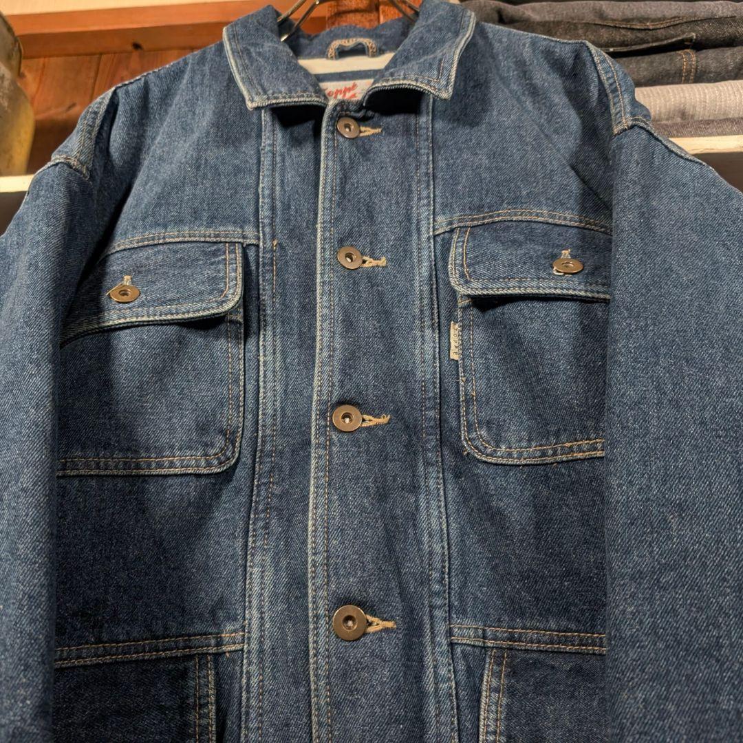 70s　ユーロヴィンテージ　デニムカバーオール　SCOVIL　マルチポケット　紺