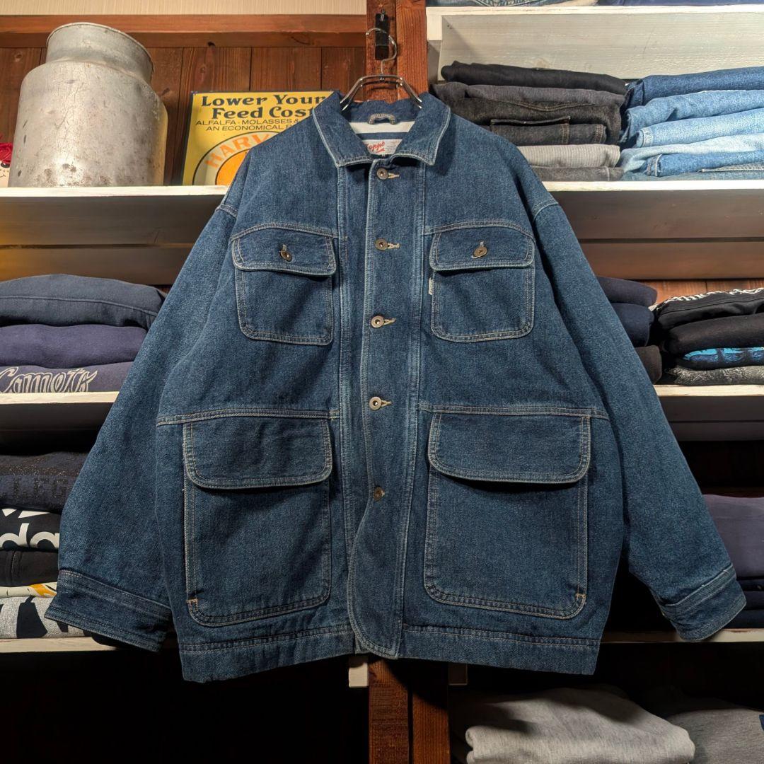 70s　ユーロヴィンテージ　デニムカバーオール　SCOVIL　マルチポケット　紺