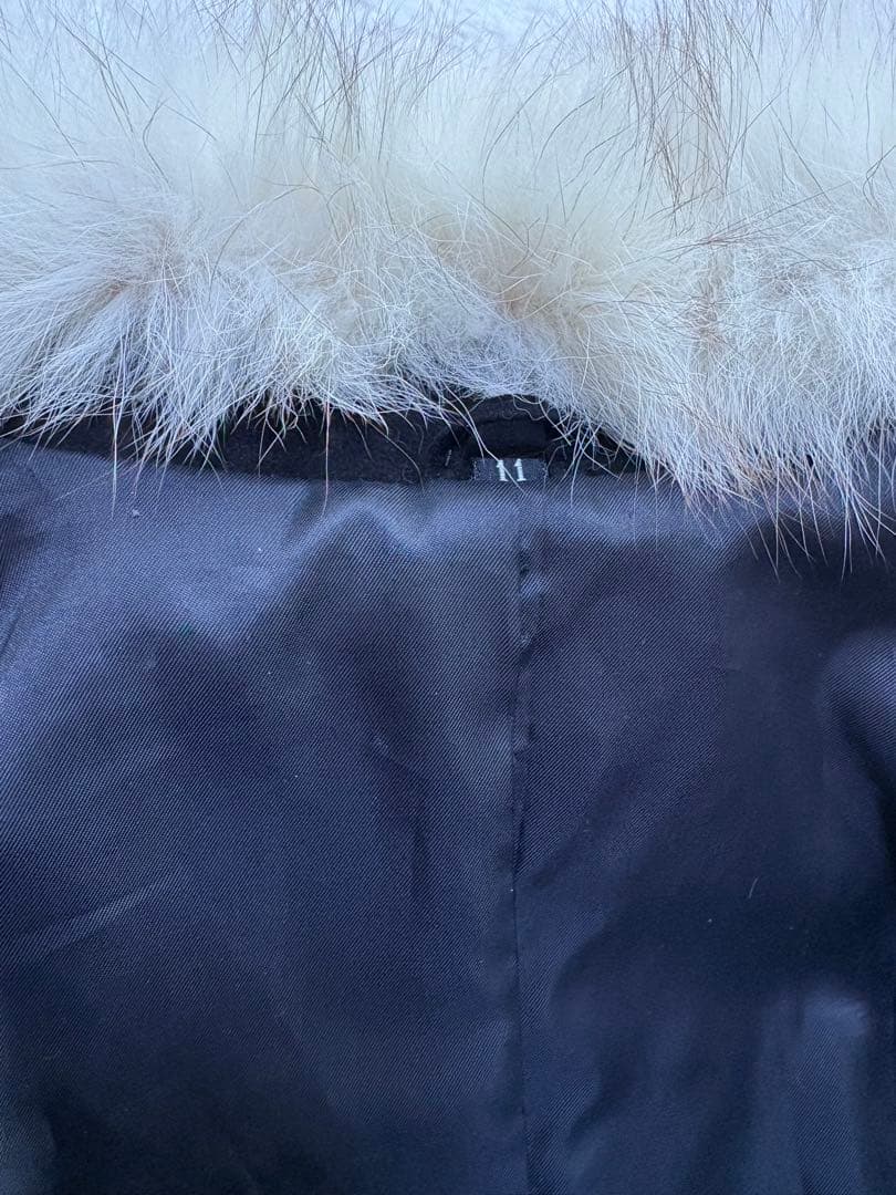 【極美品/11号】高級リアルフォックスファー×本革スエード ロングコート 黒