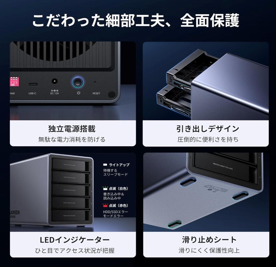 【外箱なし・未使用に近い】UGREEN ５ベイ RAID対応