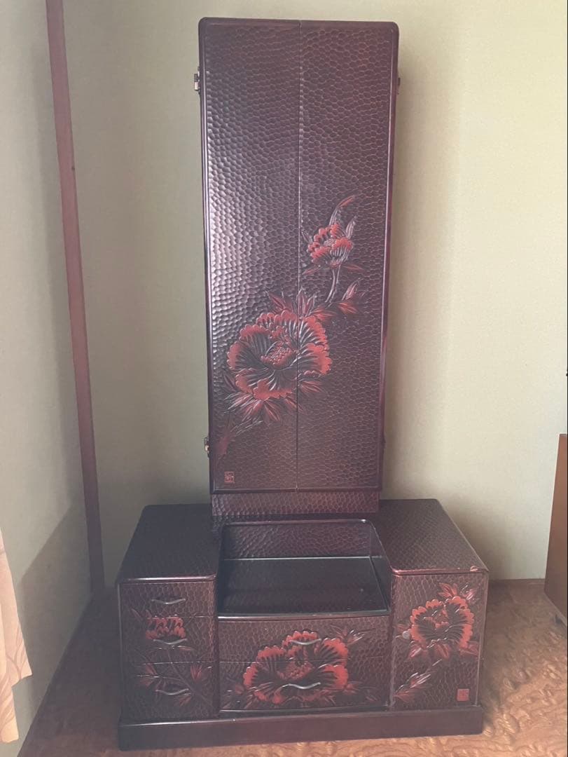 昭和レトロ鎌倉彫座鏡鏡台ドレッサー三面鏡化粧台