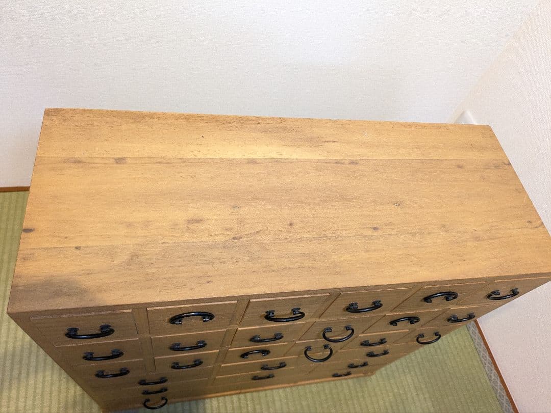 薬箪笥 収納棚 昭和 レトロ 桐材 25杯 多段