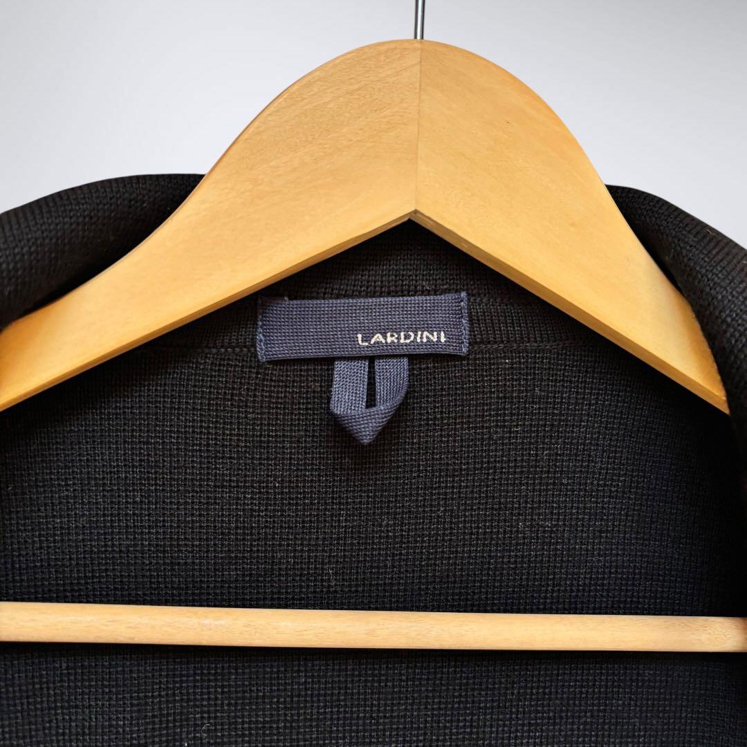 ラルディーニ LARDINI ニットジャケット パイピング メタルボタン L 黒