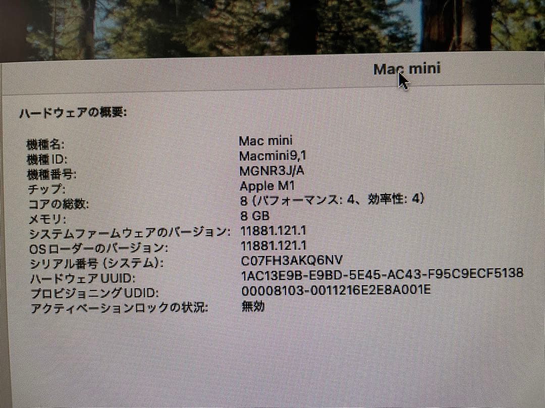 Macデスクトップ M1 Mac mini 8GB 256GB