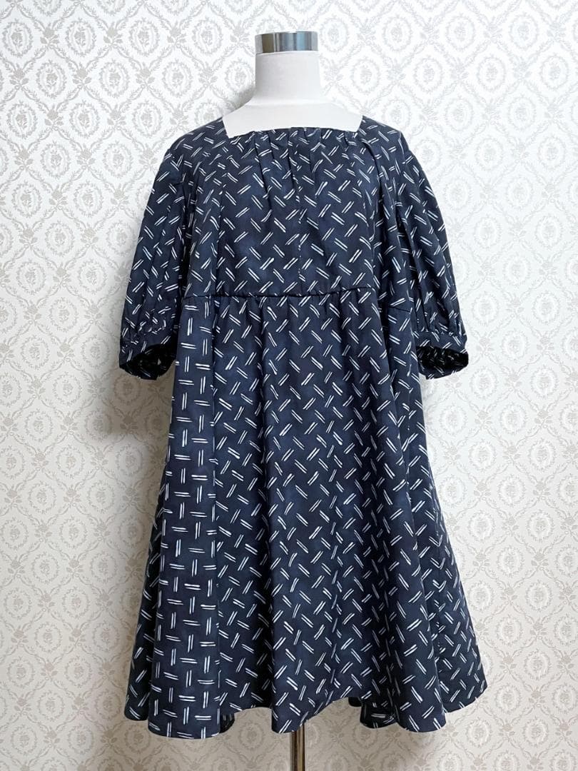 定価7万円 新品 MERLETTE マーレット ネイビー柄物ワンピース