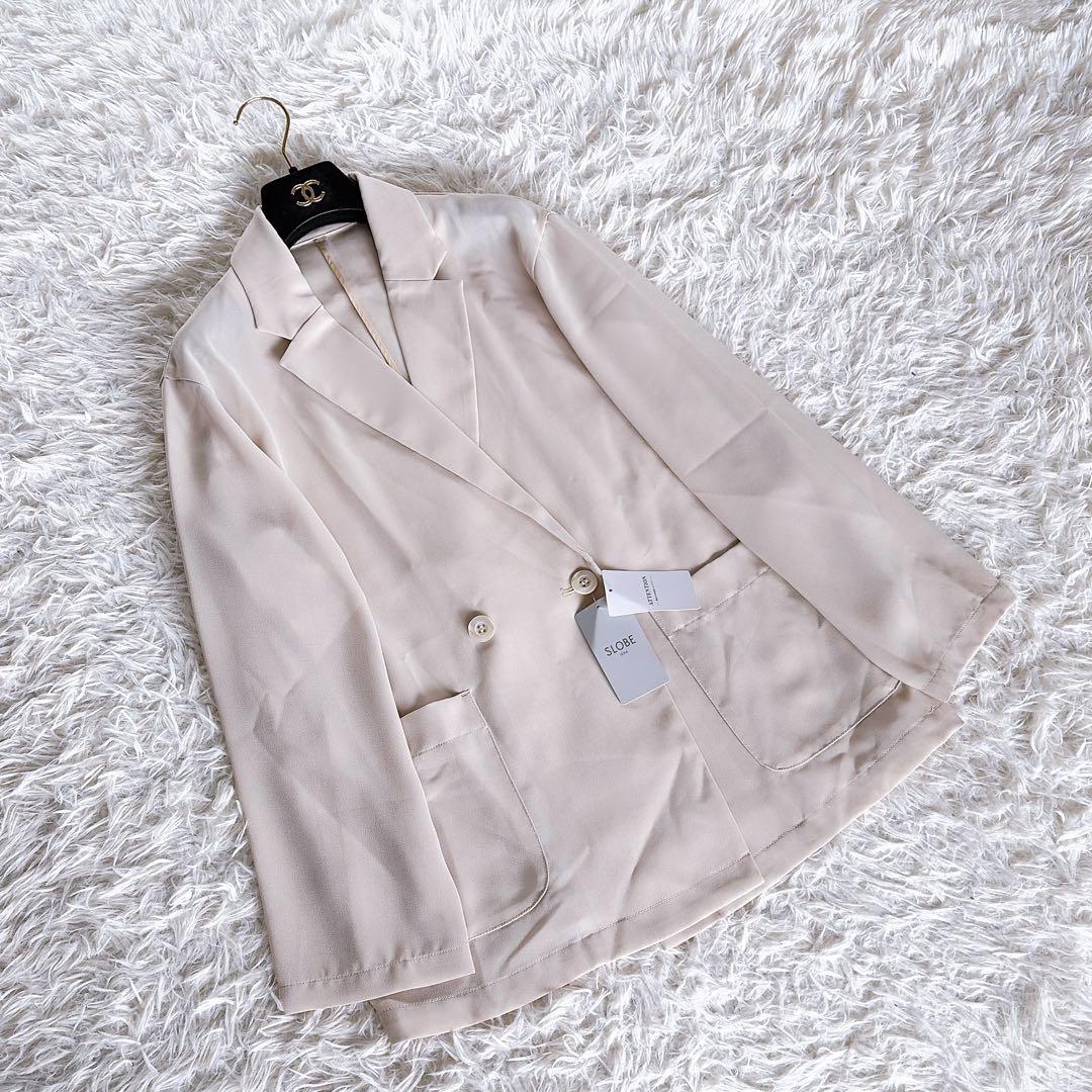 新品タグ付き【スローブイエナ】ダブルジャケット オーバサイズウォッシャブルシアー