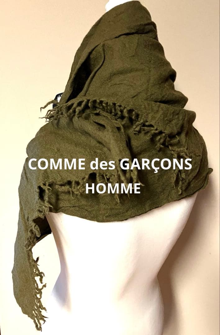 コムデギャルソンHOMME 縮絨ウールマフラー ミリタリカーキ