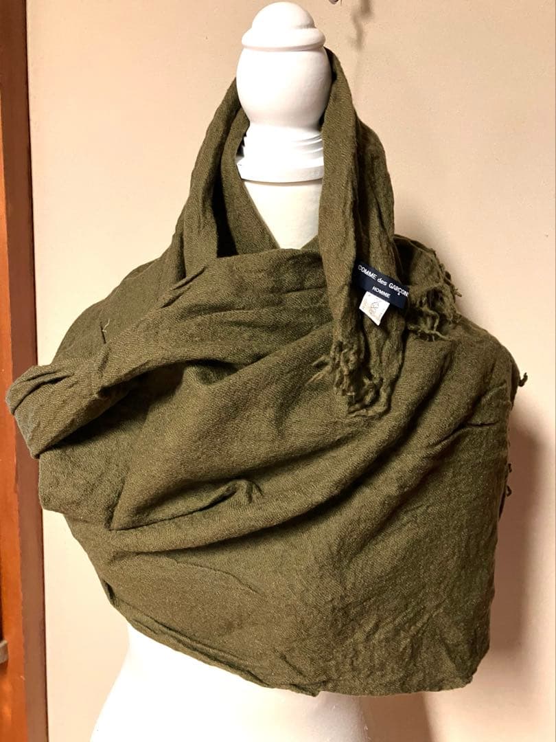 コムデギャルソンHOMME 縮絨ウールマフラー ミリタリカーキ