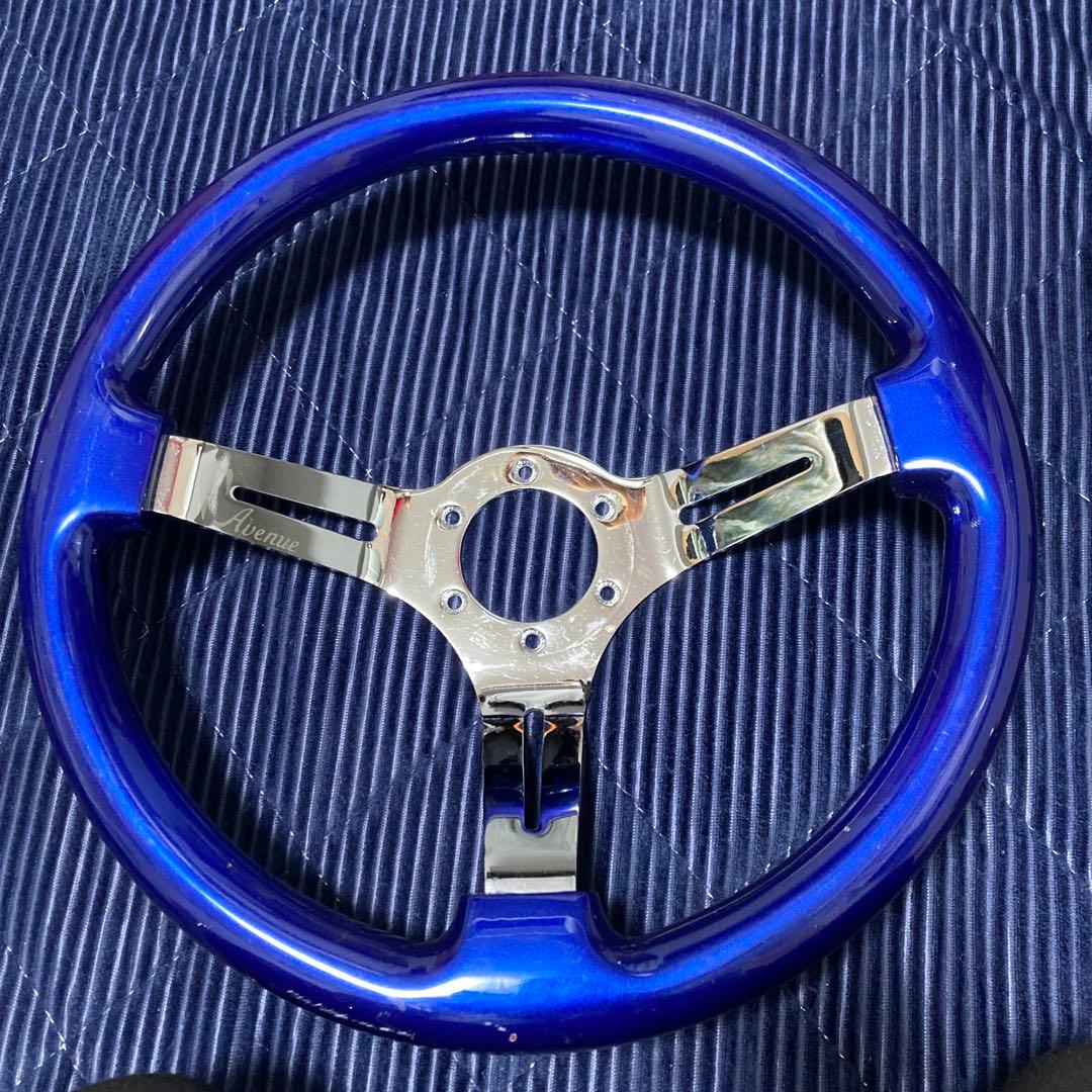 青色 3本スポーク ステアリング 本体