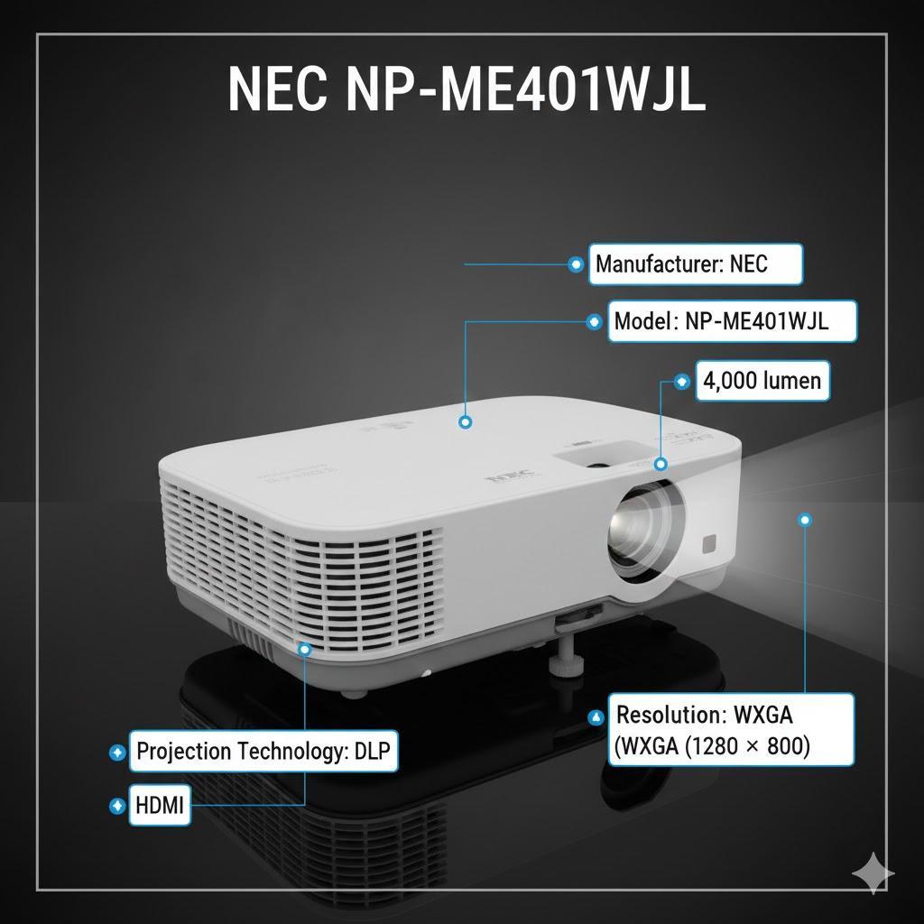 NEC NP-ME401WJL プロジェクター 4000lm 低使用