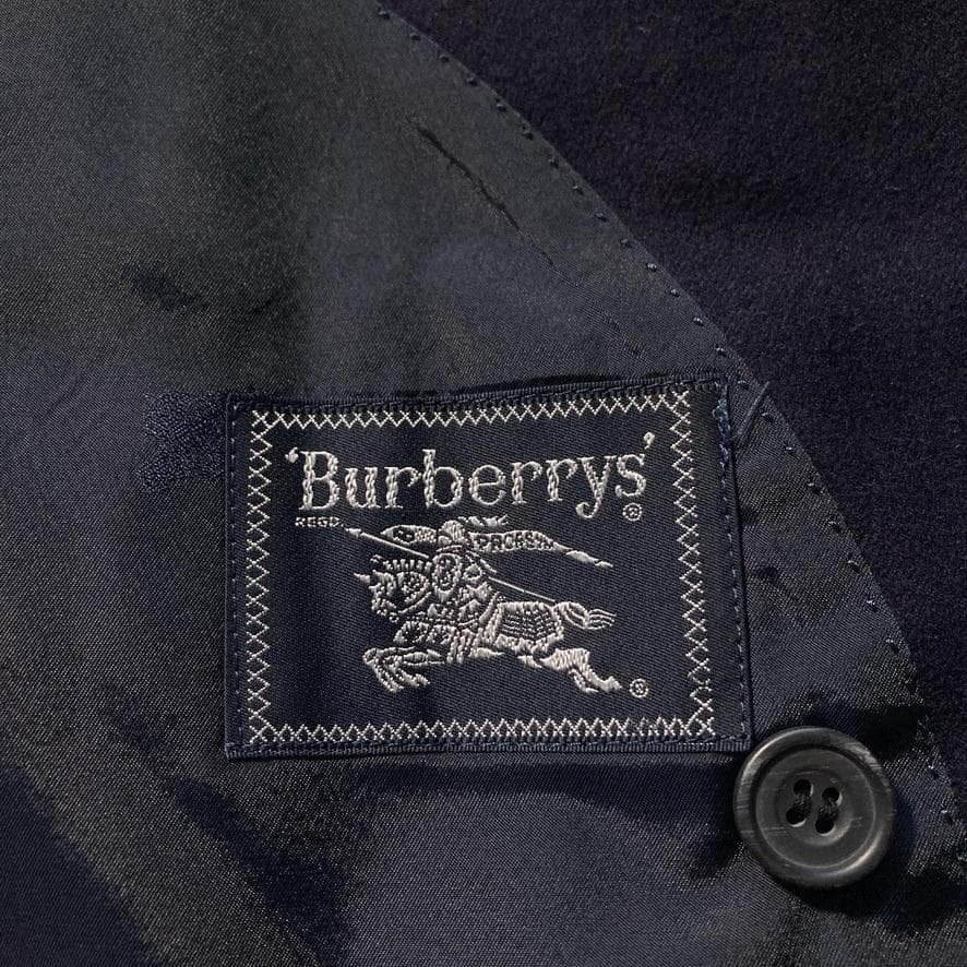 【やま】バーバリーズ ダブル テーラードジャケット 金ボタン ウール 濃紺