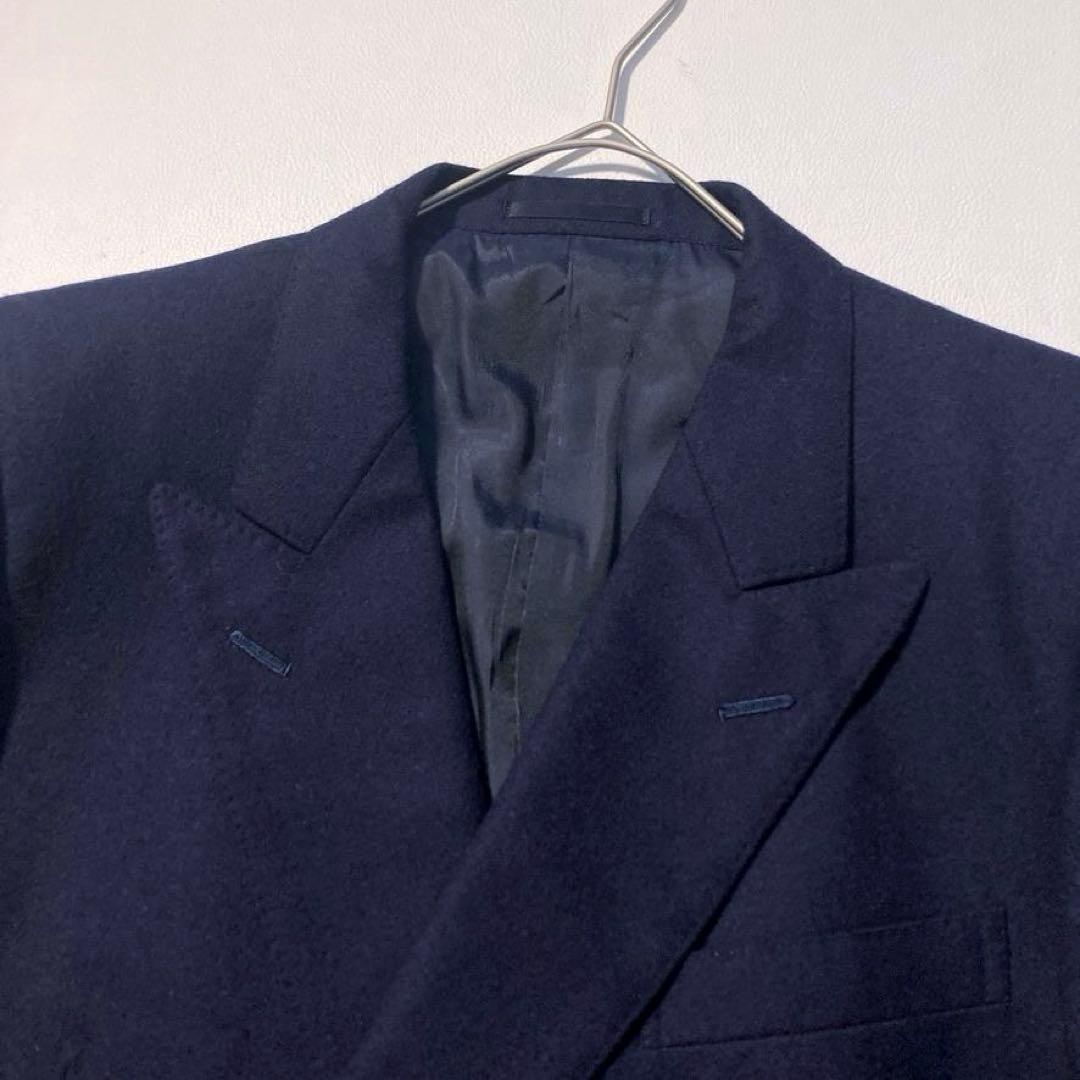 【やま】バーバリーズ ダブル テーラードジャケット 金ボタン ウール 濃紺