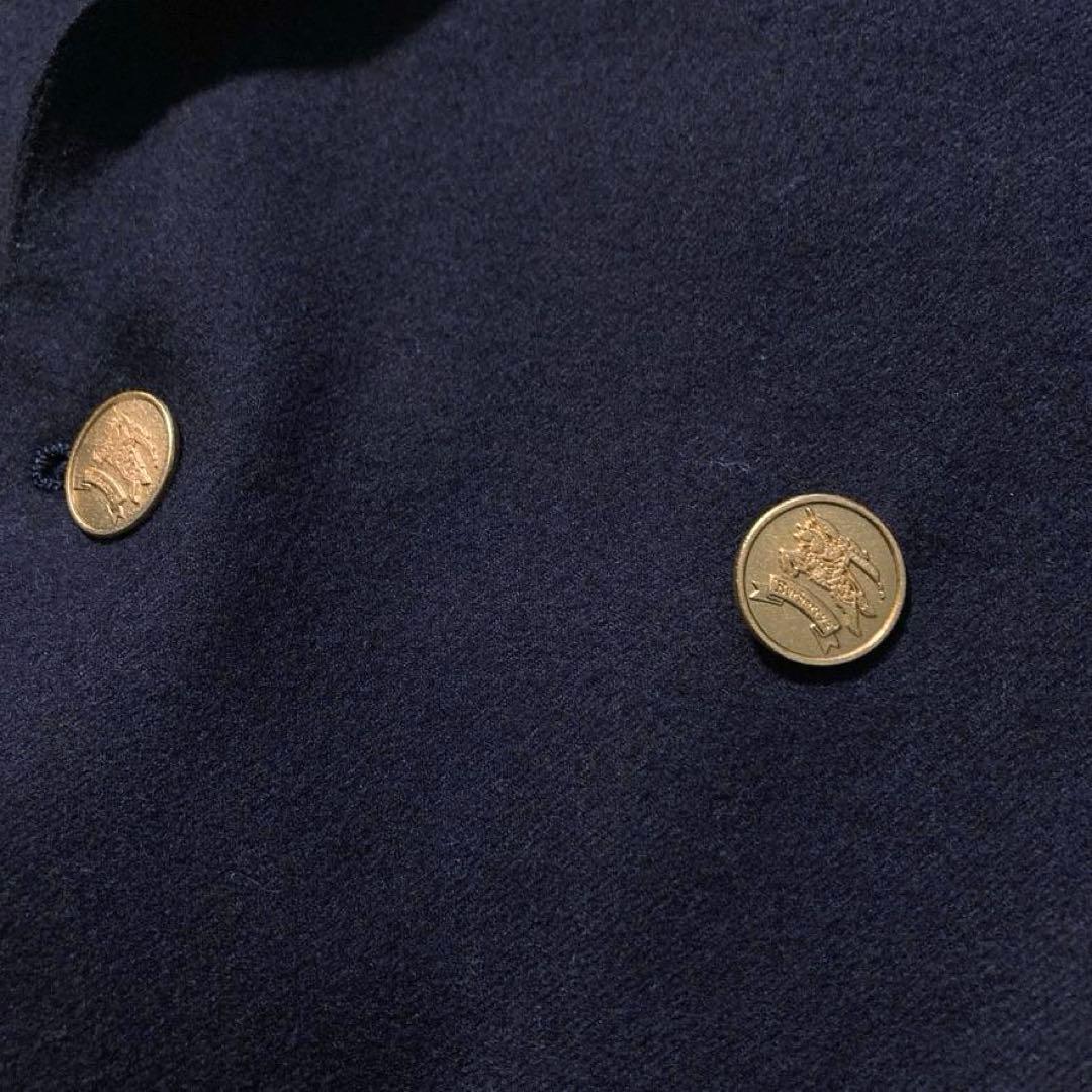 【やま】バーバリーズ ダブル テーラードジャケット 金ボタン ウール 濃紺