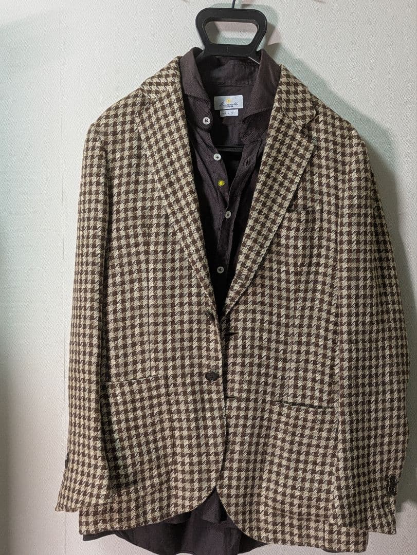 ★デペトリロ メンズテーラードジャケット 麻 綿 ブラウン 46 本切羽