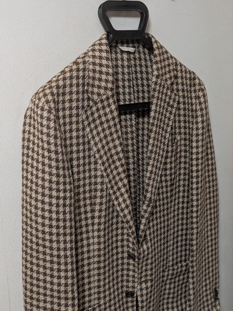 ★デペトリロ メンズテーラードジャケット 麻 綿 ブラウン 46 本切羽