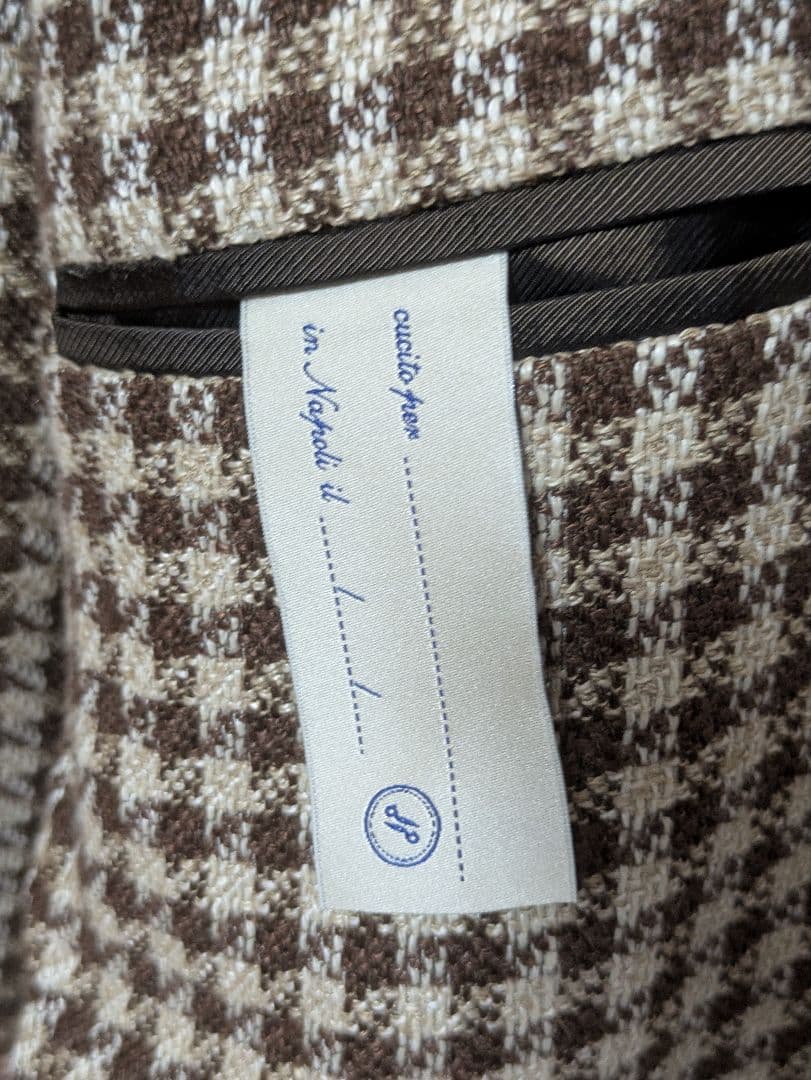 ★デペトリロ メンズテーラードジャケット 麻 綿 ブラウン 46 本切羽