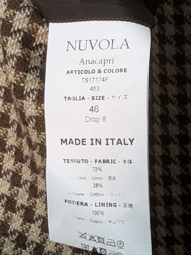 ★デペトリロ メンズテーラードジャケット 麻 綿 ブラウン 46 本切羽