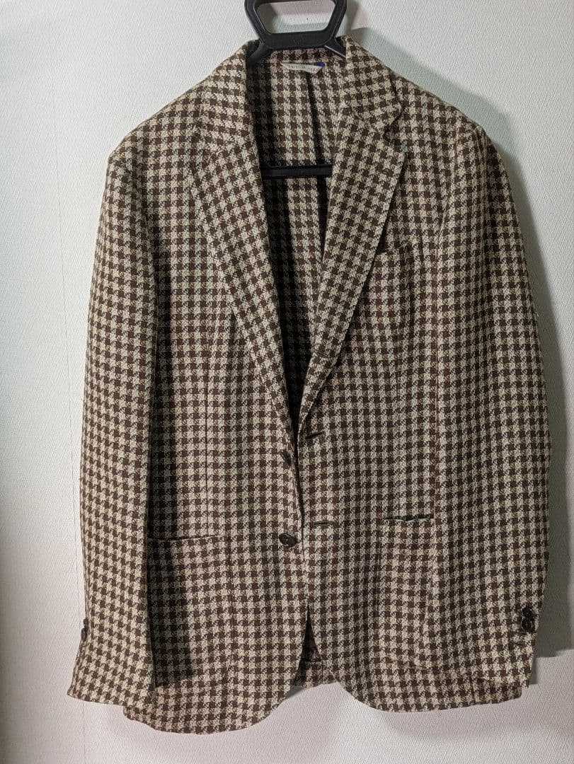 ★デペトリロ メンズテーラードジャケット 麻 綿 ブラウン 46 本切羽