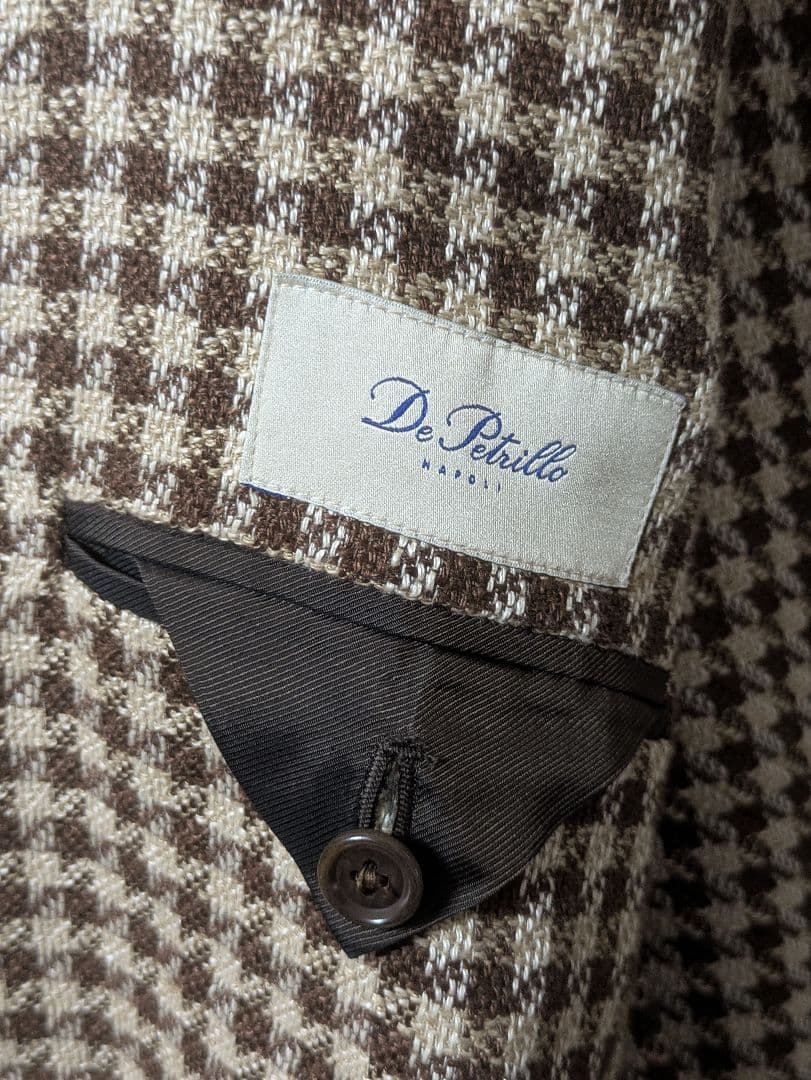 ★デペトリロ メンズテーラードジャケット 麻 綿 ブラウン 46 本切羽